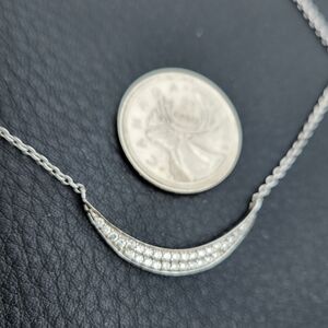 Sterling Pave Crescent Necklace